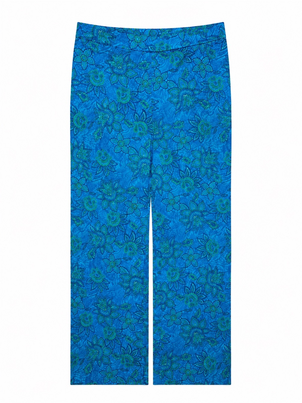 Worthington Stretch Women’s Blue Green Paisley Floral Straight Leg Pants